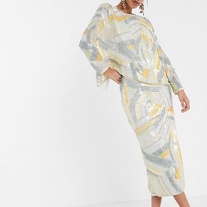 ASOS sequin abstract midi skirt